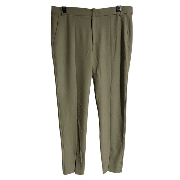 Zara Womens  Olive Green Slim Fit Dress Pants XXL Pockets Slits office Career - Picture 1 of 12